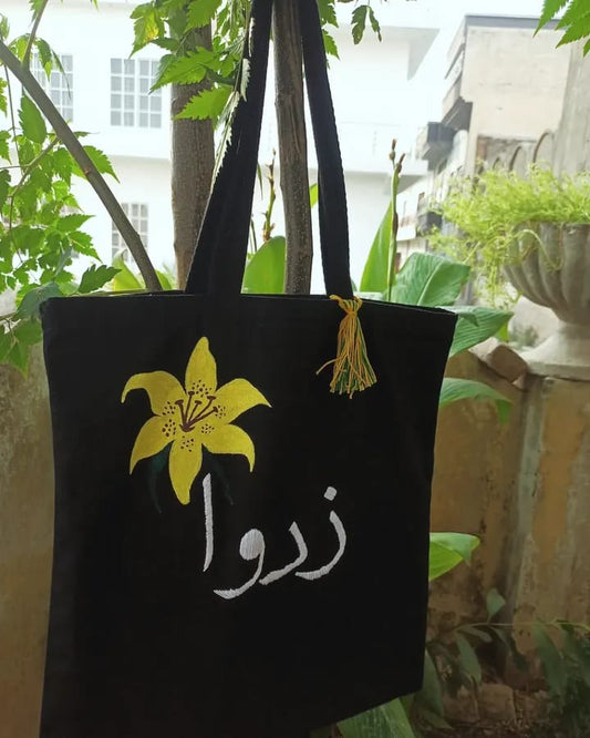 Hand Painted & Embroidery Tote Bag