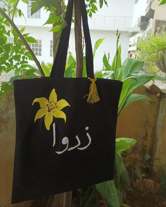 Hand Painted & Embroidery Tote Bag